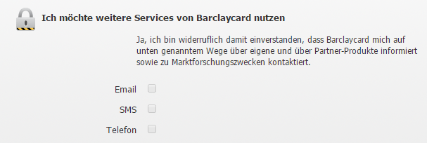 Weiter Service von Barclaycard nutzen